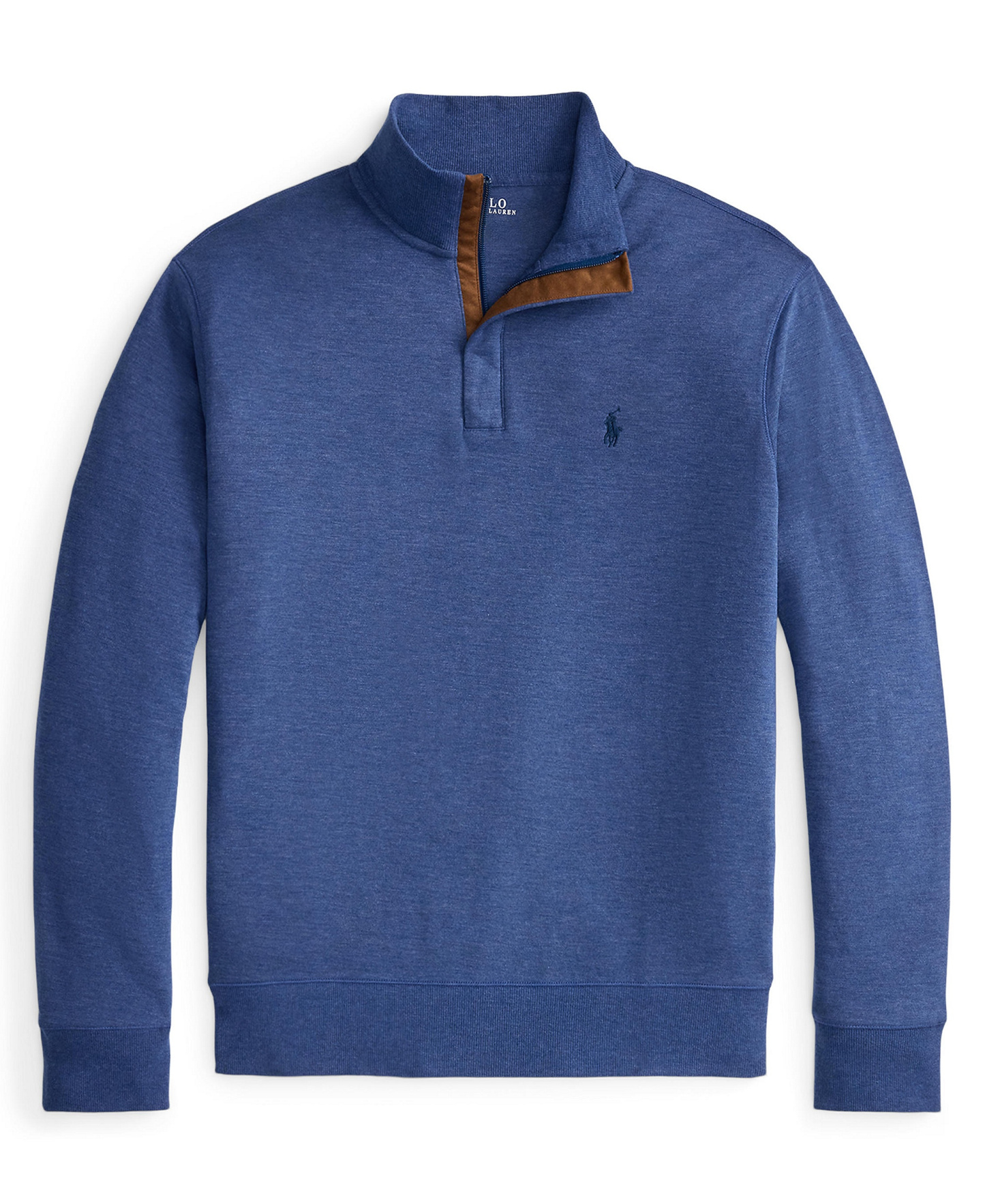 Polo Ralph Lauren Men's Luxury Jersey Quarter-Zip Pullover Sweater - Derby Blue Heather/c7587
