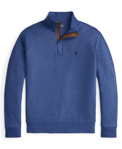 Polo Ralph Lauren Men's Luxury Jersey Quarter-Zip Pullover Sweater - Derby Blue Heather/c7587