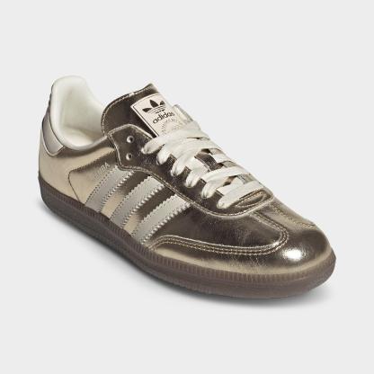Women's adidas Originals Samba OG Casual Shoes - Part 4 - Gold Metallic/Off White/Gum - Both shoes facing left
