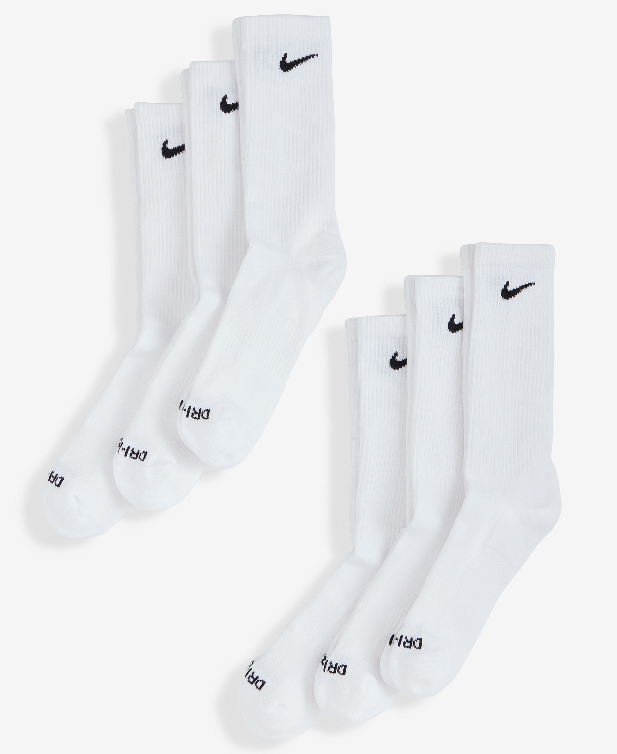 Nike Unisex Everyday Plus Cushioned Training Crew Socks, 6-Pack - White
