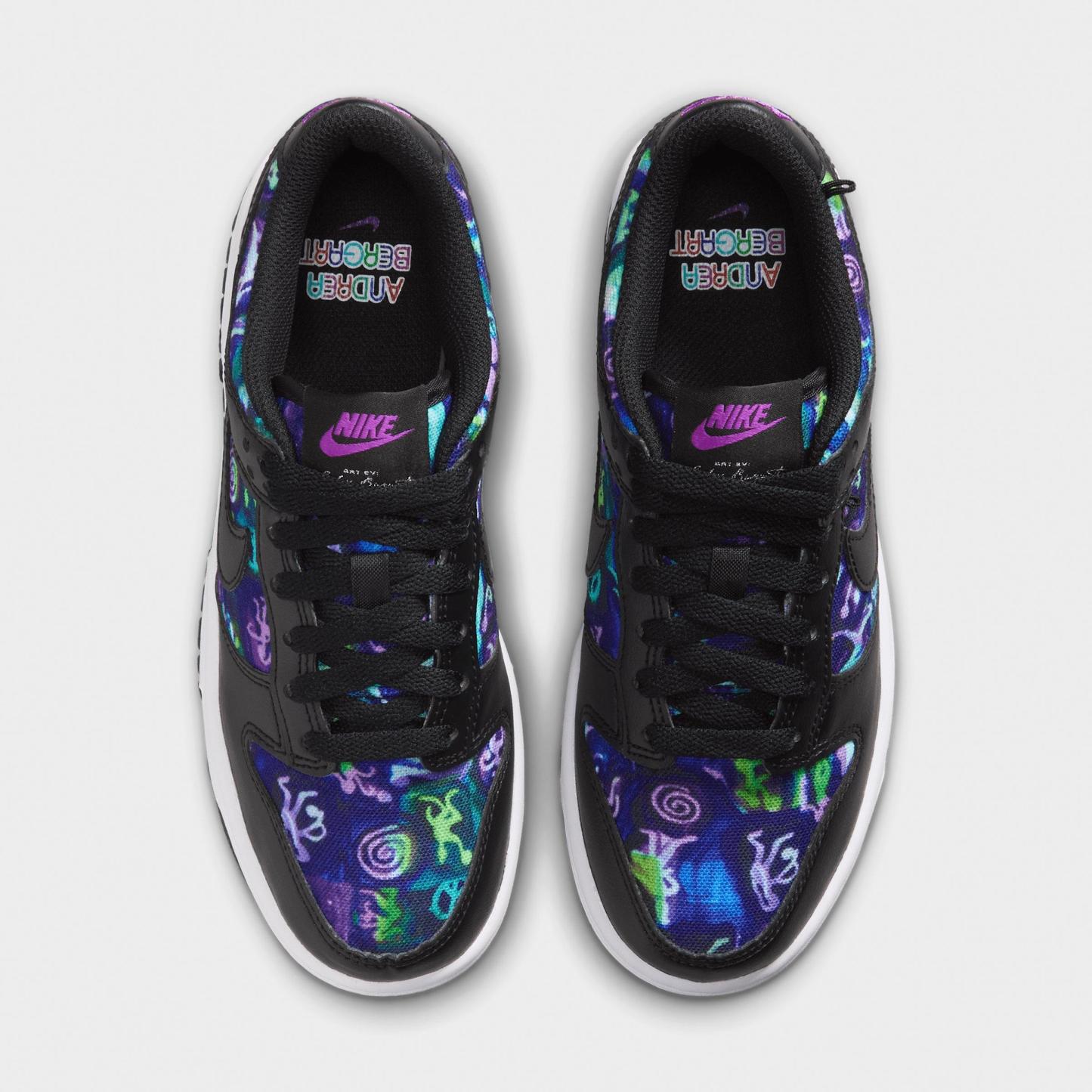 Big Kids' Nithtke Dunk Low Casual Shoes - Part 2 - Multi-Color/Vivid Purple/Metallic Silver/Black - Top view