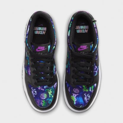 Big Kids' Nithtke Dunk Low Casual Shoes - Part 2 - Multi-Color/Vivid Purple/Metallic Silver/Black - Top view