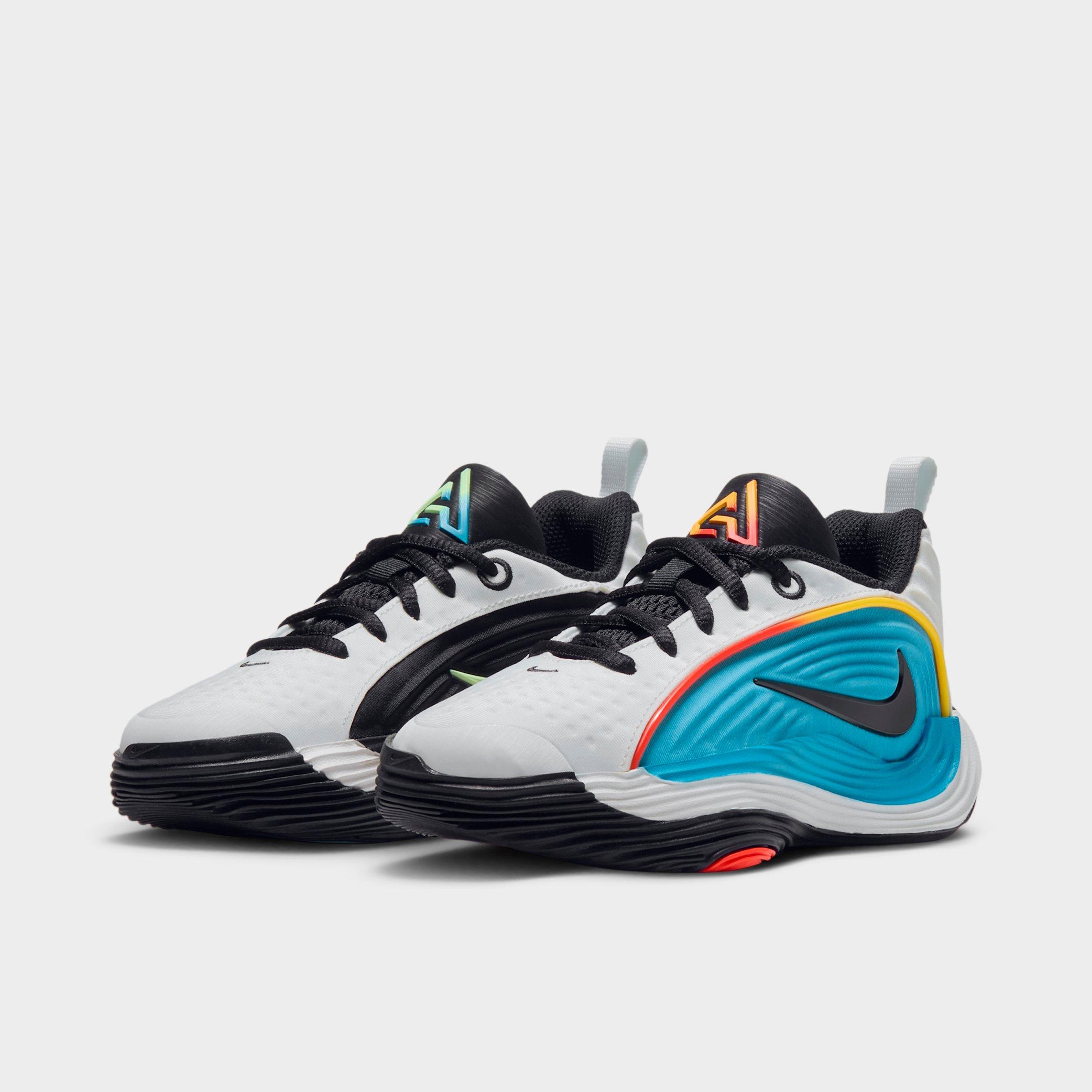 Little Kids' Nithtke Giannis Immortality 5 Basketball Shoes - Off White/Picante Red/Current Blue/Black - Both shoes facing left