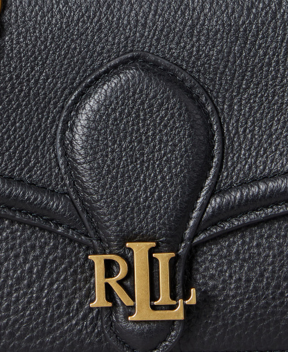 Lauren Ralph Lauren Bradley Small Pebbled Leather Crossbody Wallet - Black