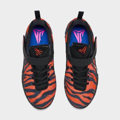 Little Kids' Nithtke Ja 3 Stretch Lace Basketball Shoes - Safety Orange/Black/University Red - Top view