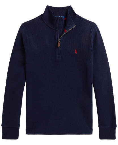 Polo Ralph Lauren Boys' 8-20 Estate Rib Quarter-Zip Sweater - Refined Navy