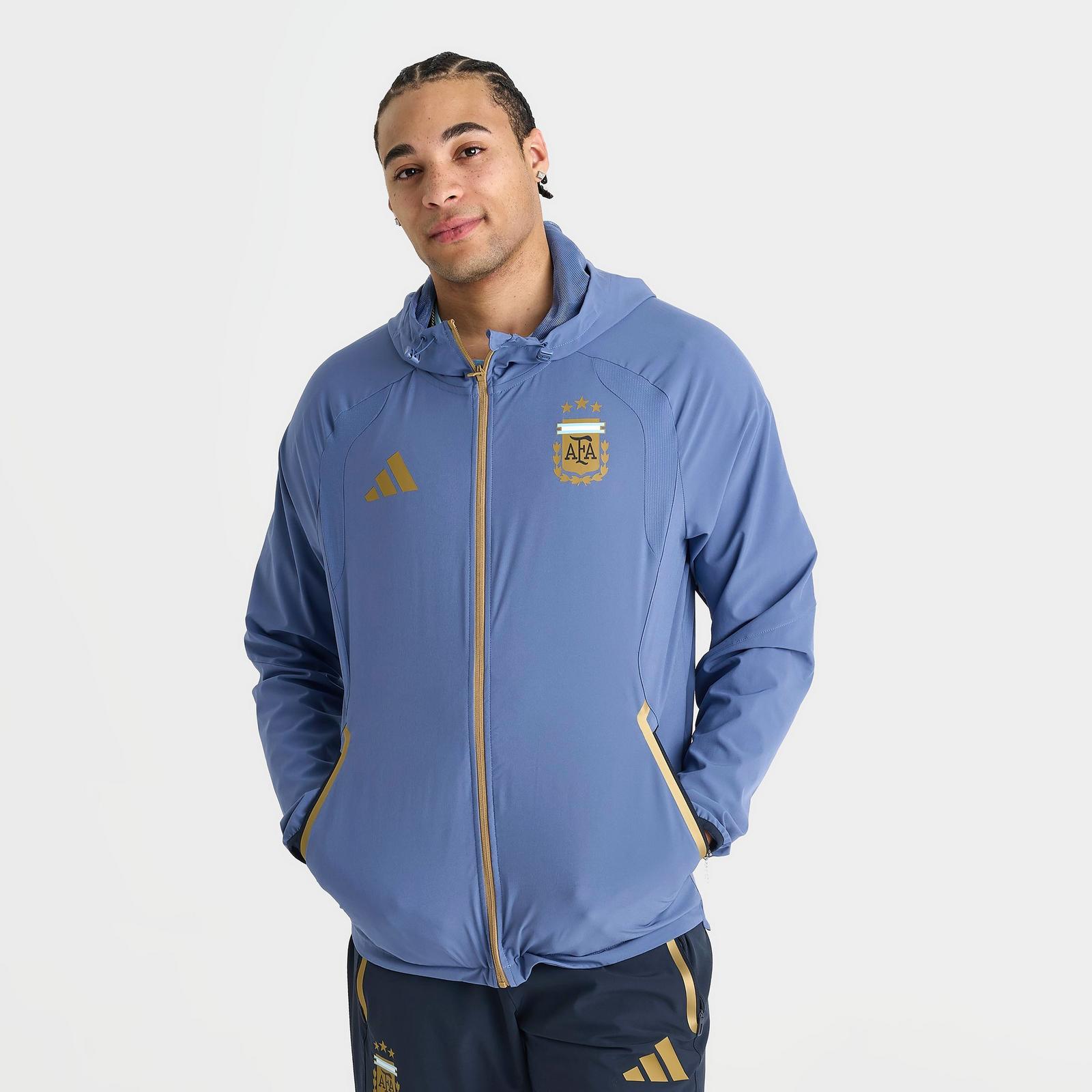 Men's adidas Argentina Tiro Travel Full-Zip Windbreaker Jacket - Crew Blue - view 3