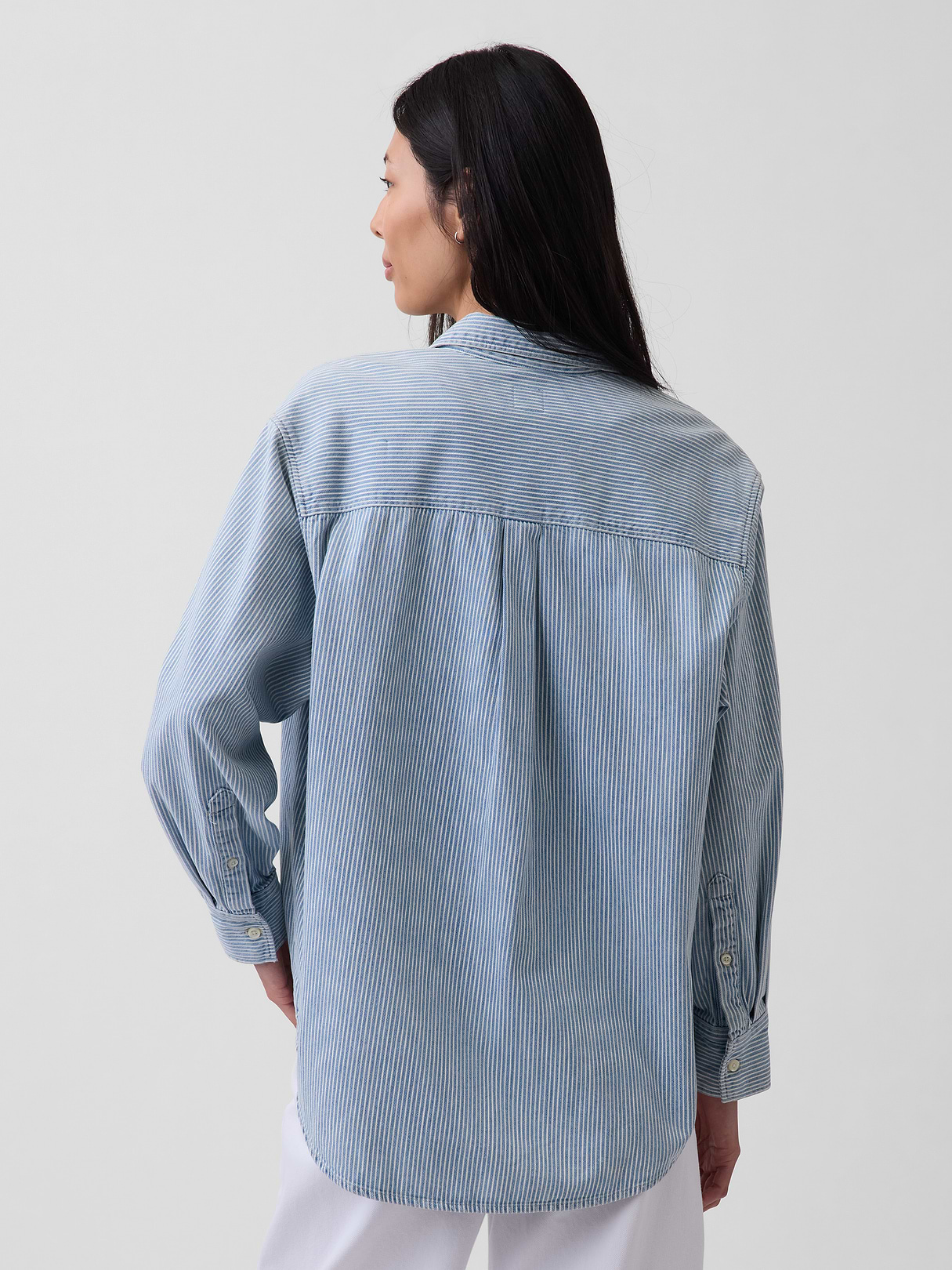 Denim Big Shirt - Blue railroad stripe