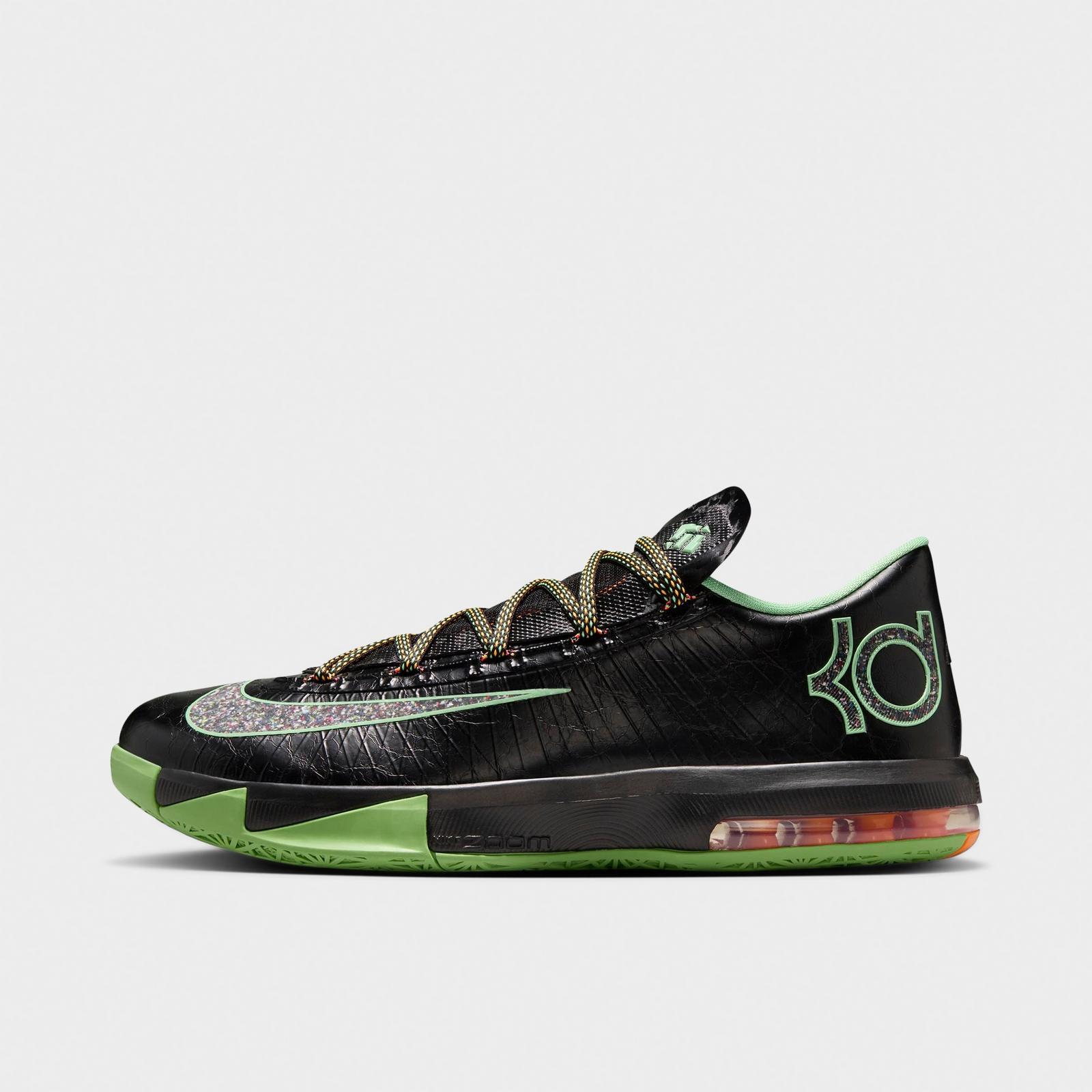 Men's Nike KD 6 Basketball Shoes - Black/Multi-Color/Light Lucid Green