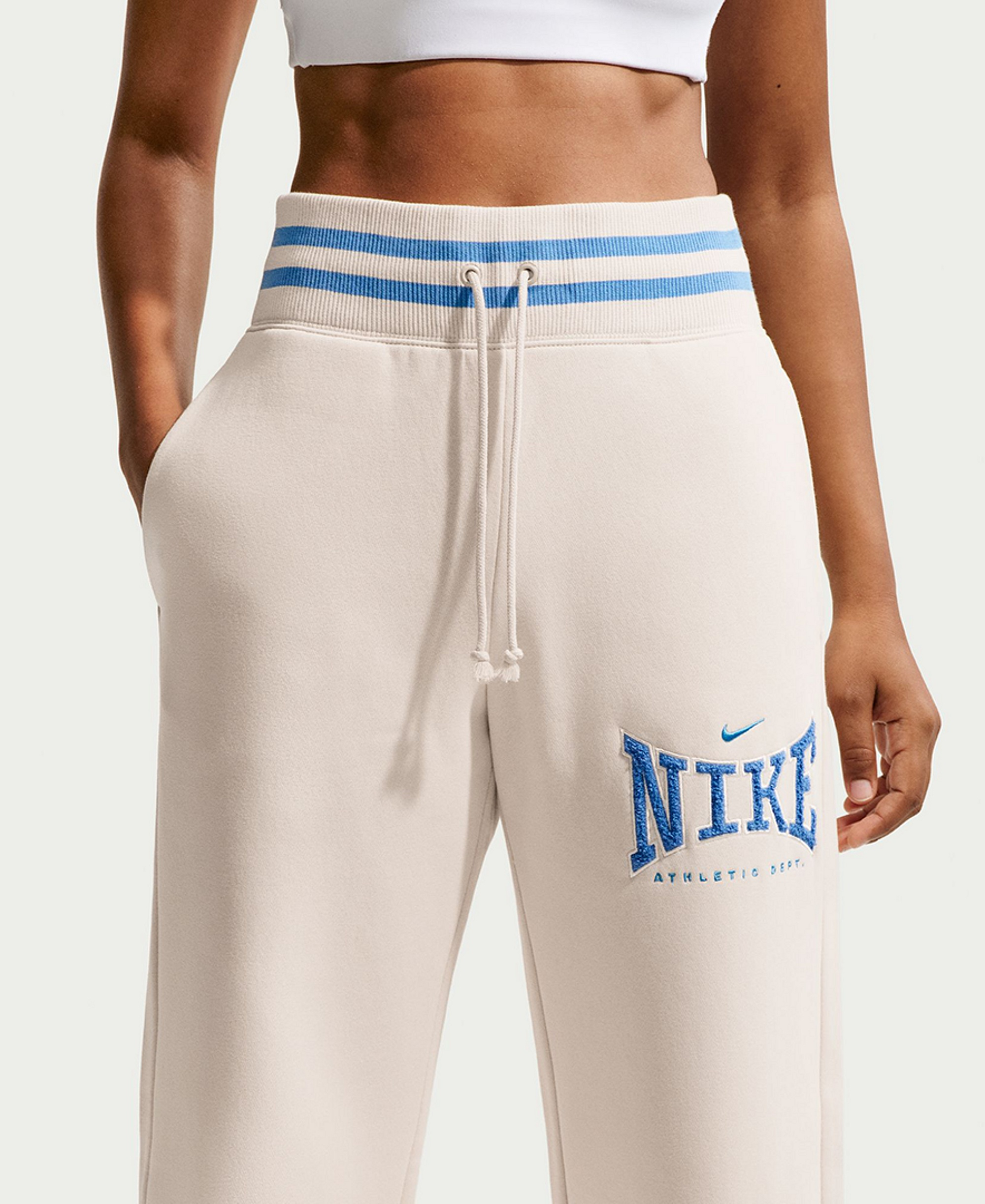 Nike Women's Sportswear Phoenix Fleece High-Waisted Wide-Leg Pants - Lightt Orewood Brown/University Blue