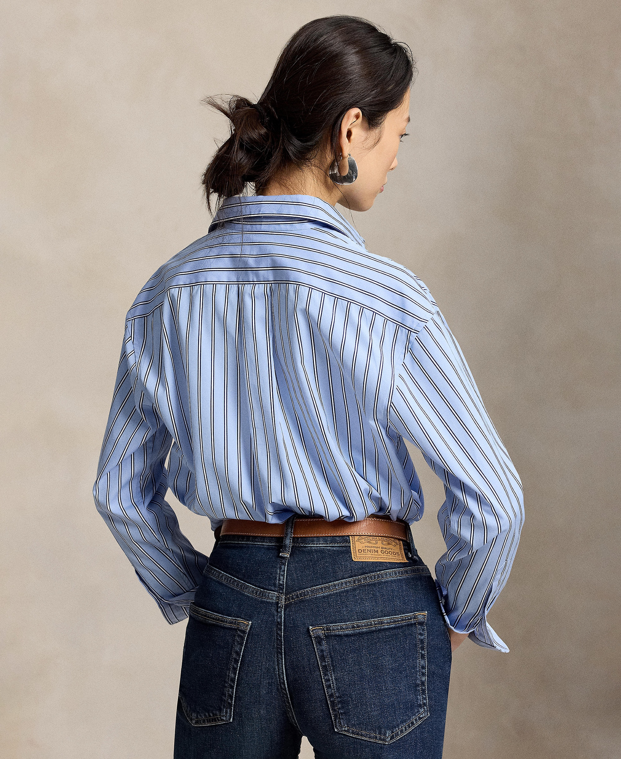 Polo Ralph Lauren Women's Relaxed-Fit Striped Cotton Shirt - Light Blue White Multi
