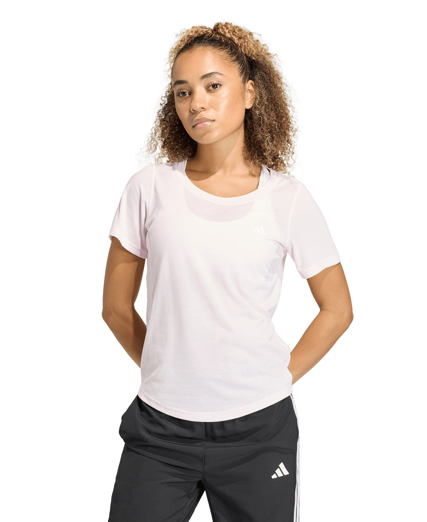adidas Women's Workout Essentials Seamless Scoop Neck T-Shirt - Clear Pink