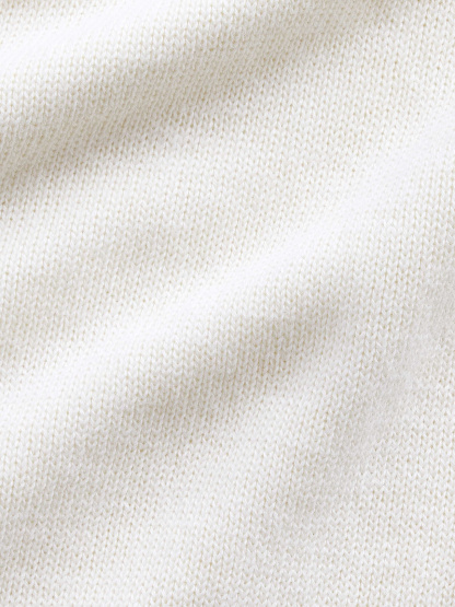 100% Cotton Relaxed Polo Sweater - Ivory beige frost