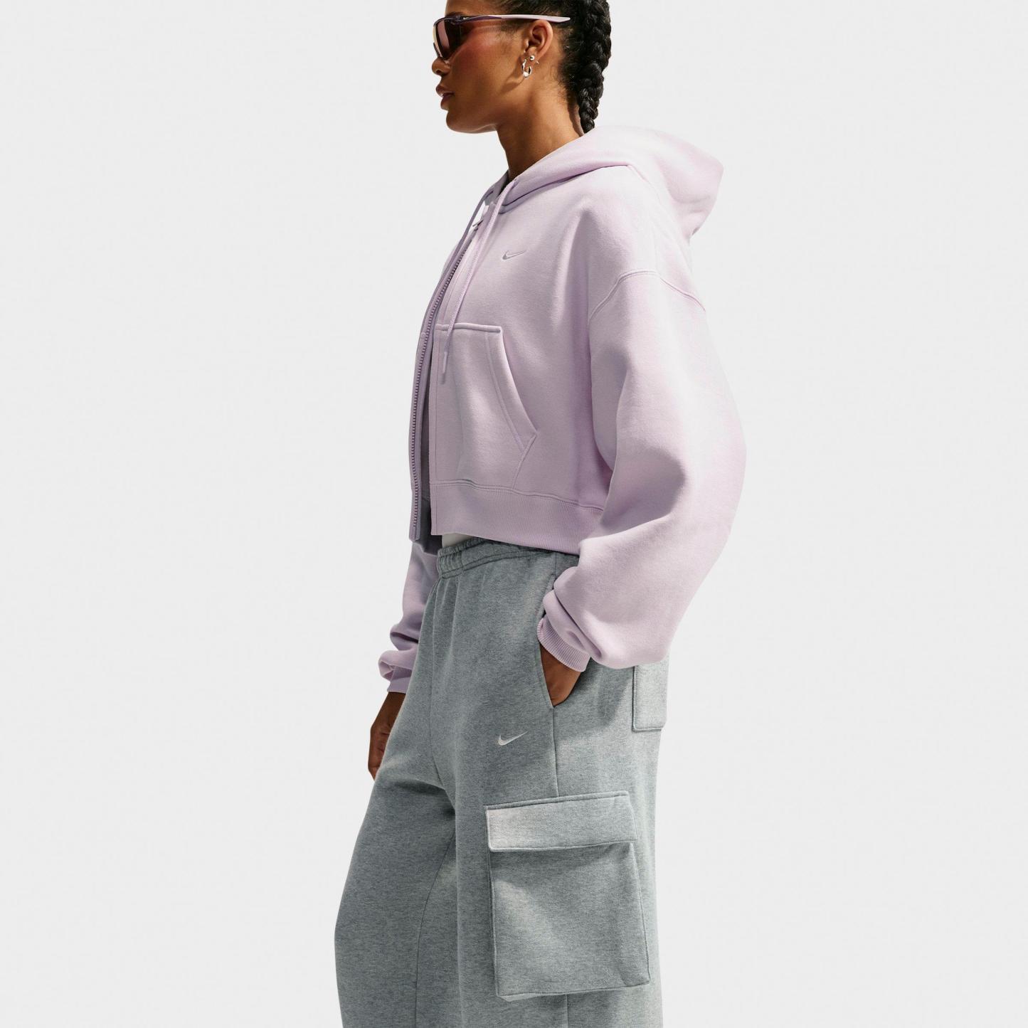 Women's Nithtke Studio Fleece Medium-Weight High-Rise Oversized Cargo Pants - Dark Grey Heather/Sail