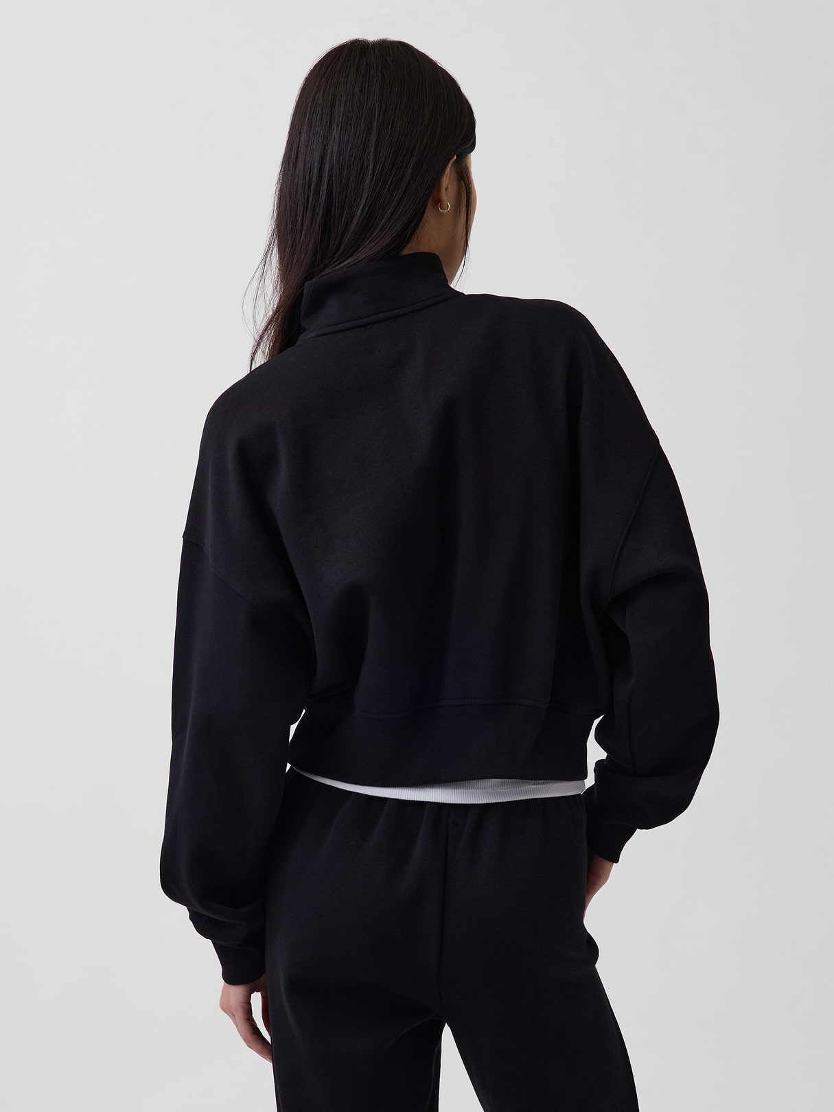 VintageSoft Oversized Half-Zip Wedge Pullover - Black