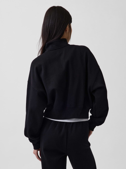 VintageSoft Oversized Half-Zip Wedge Pullover - Black
