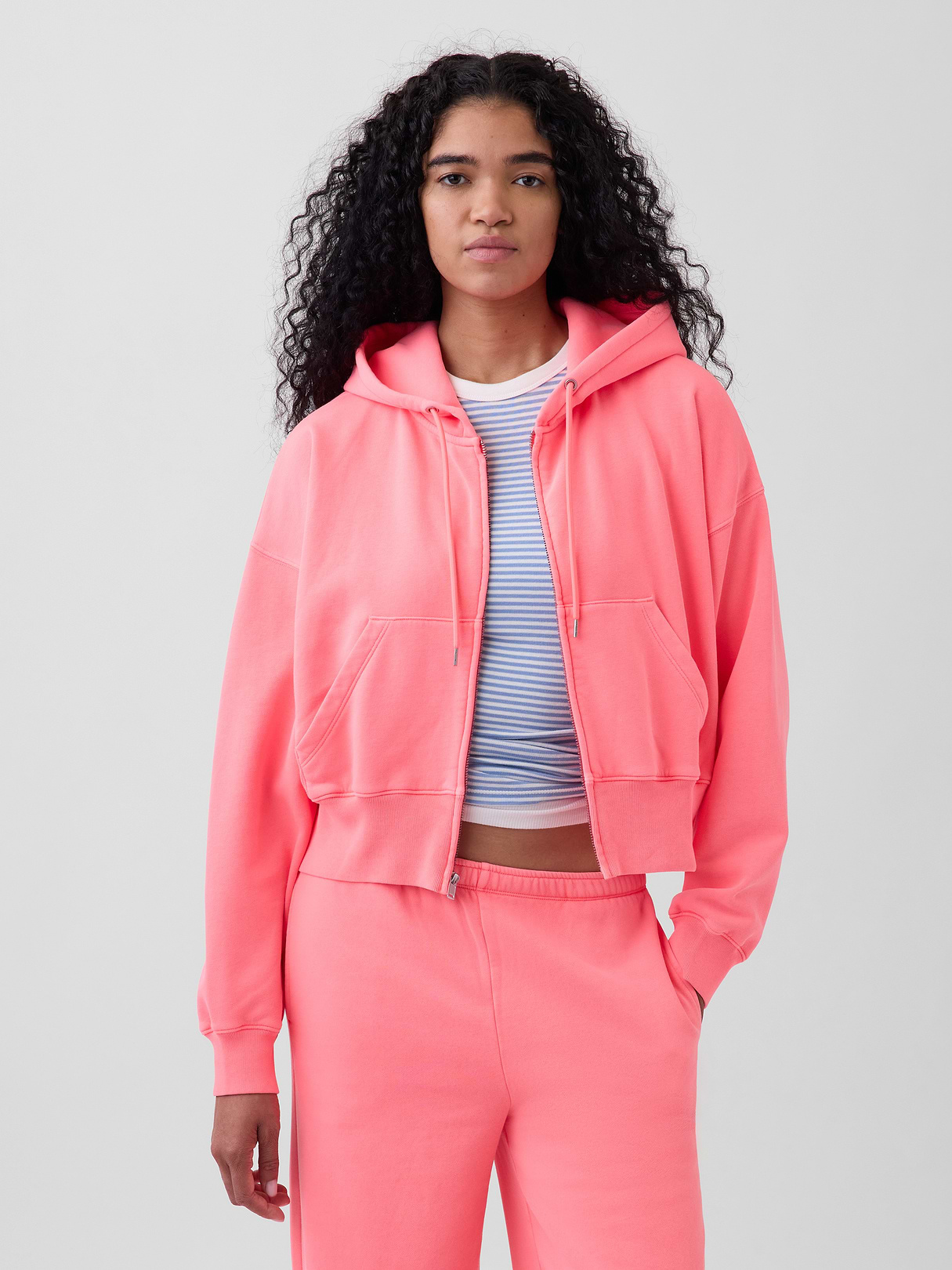 VintageSoft Wedge Zip Hoodie - Sassy pink