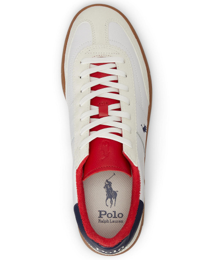 Polo Ralph Lauren Men's Bedford Leather & Suede Sneakers - White/spring Navy/bistro Red