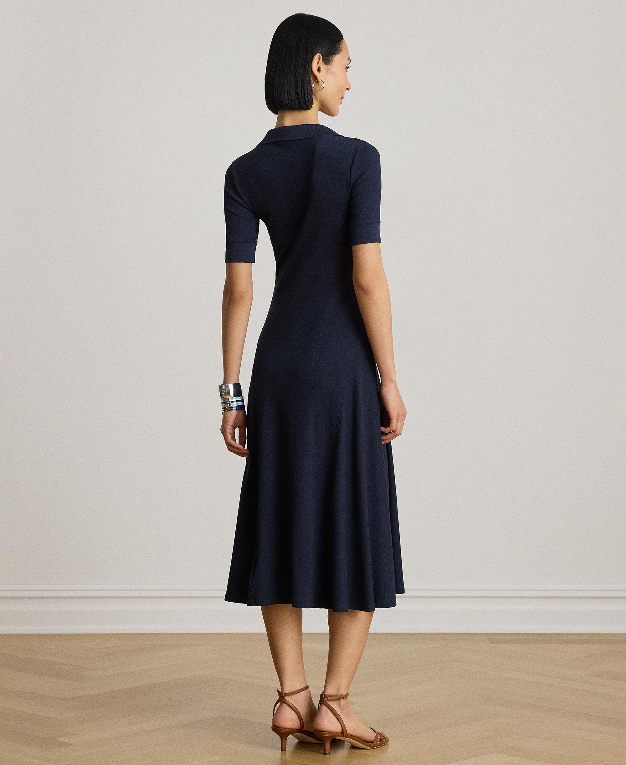 Lauren Ralph Lauren Women's Rib Knit Collared Dress - Lauren Navy