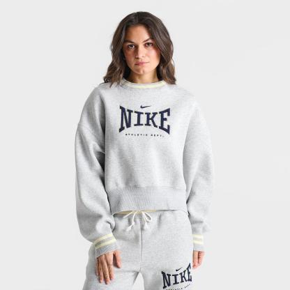 Women's Nike Phoenix Oversized Crewneck Sweatshirt - Pure Platinum/Heather/Midnight Navy
