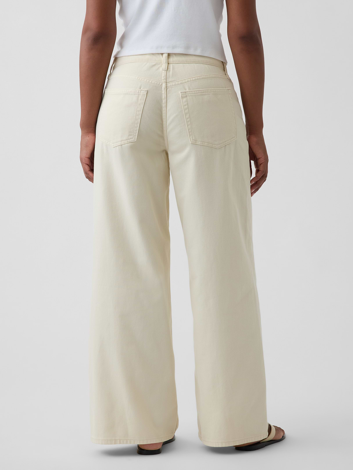 Curvy Mid Rise UltraSoft Baggy Jeans - Ecru beige