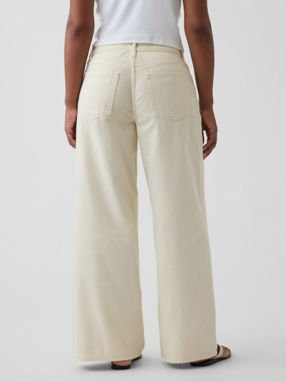 Curvy Mid Rise UltraSoft Baggy Jeans - Ecru beige