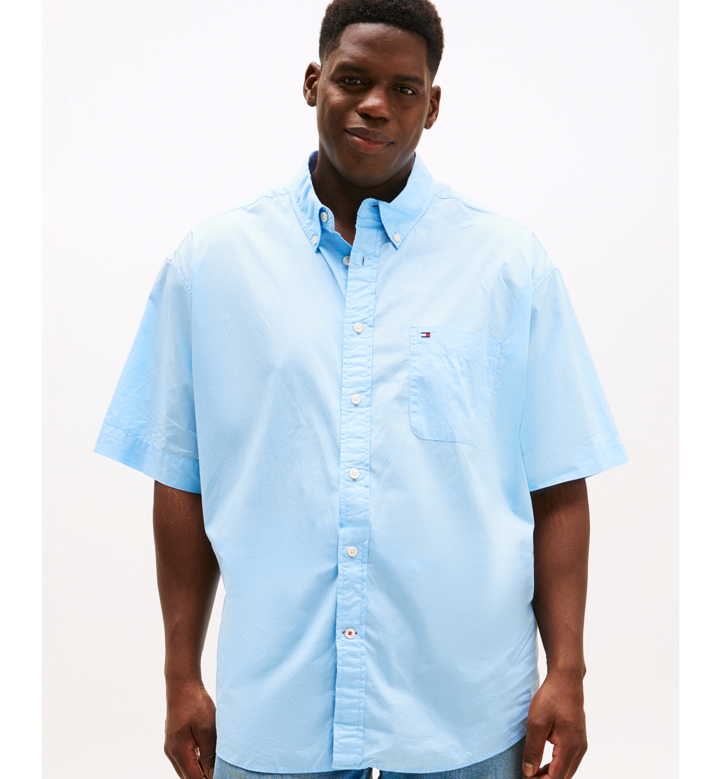 Tommy Hilfiger Men's  Big & Tall Maxwell Short-Sleeve Button-Down Shirt - Blue Bell