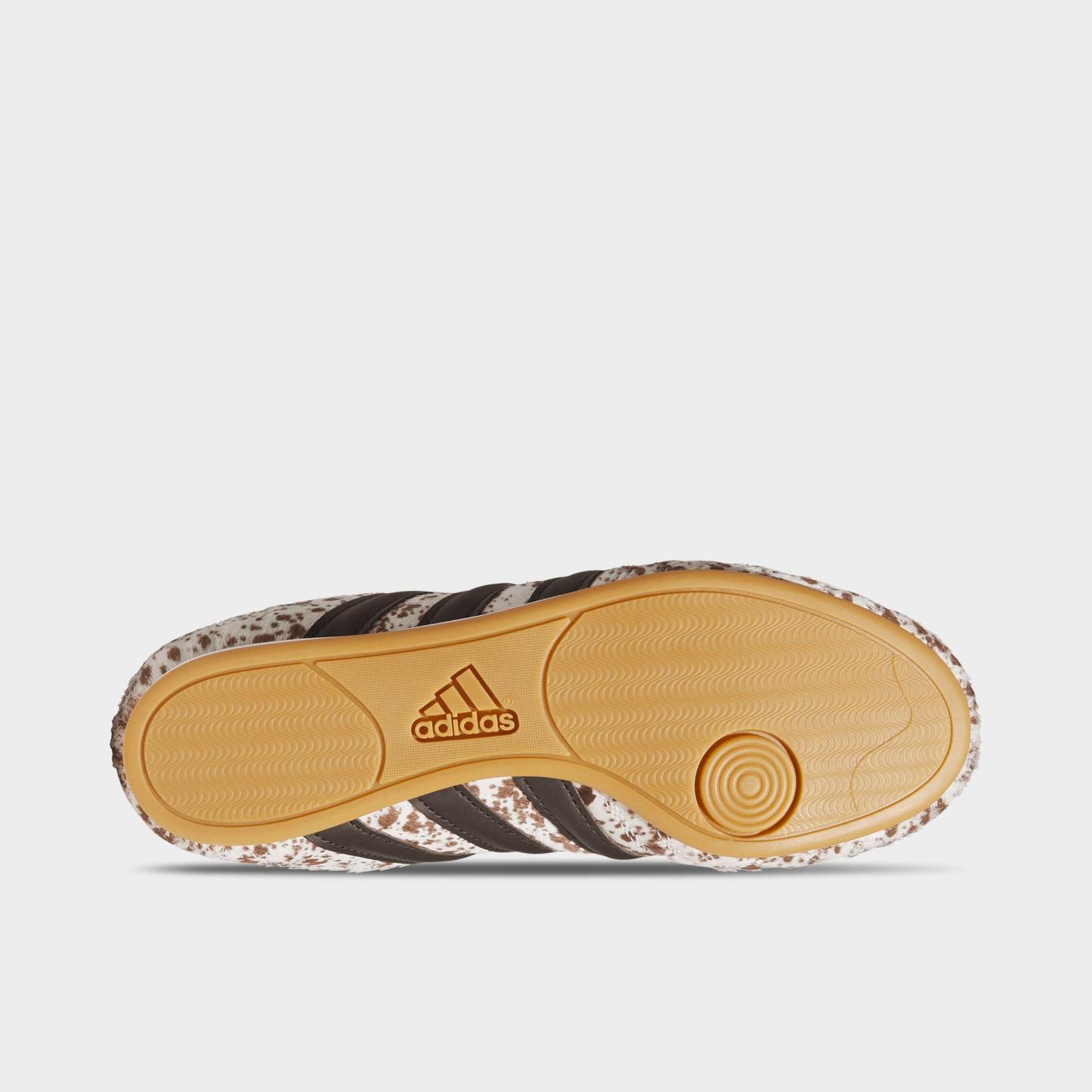 Women's adidas Originals Taekwondo Cow Print Casual Shoes - Off White/Dark Brown/Gum - Bottom view
