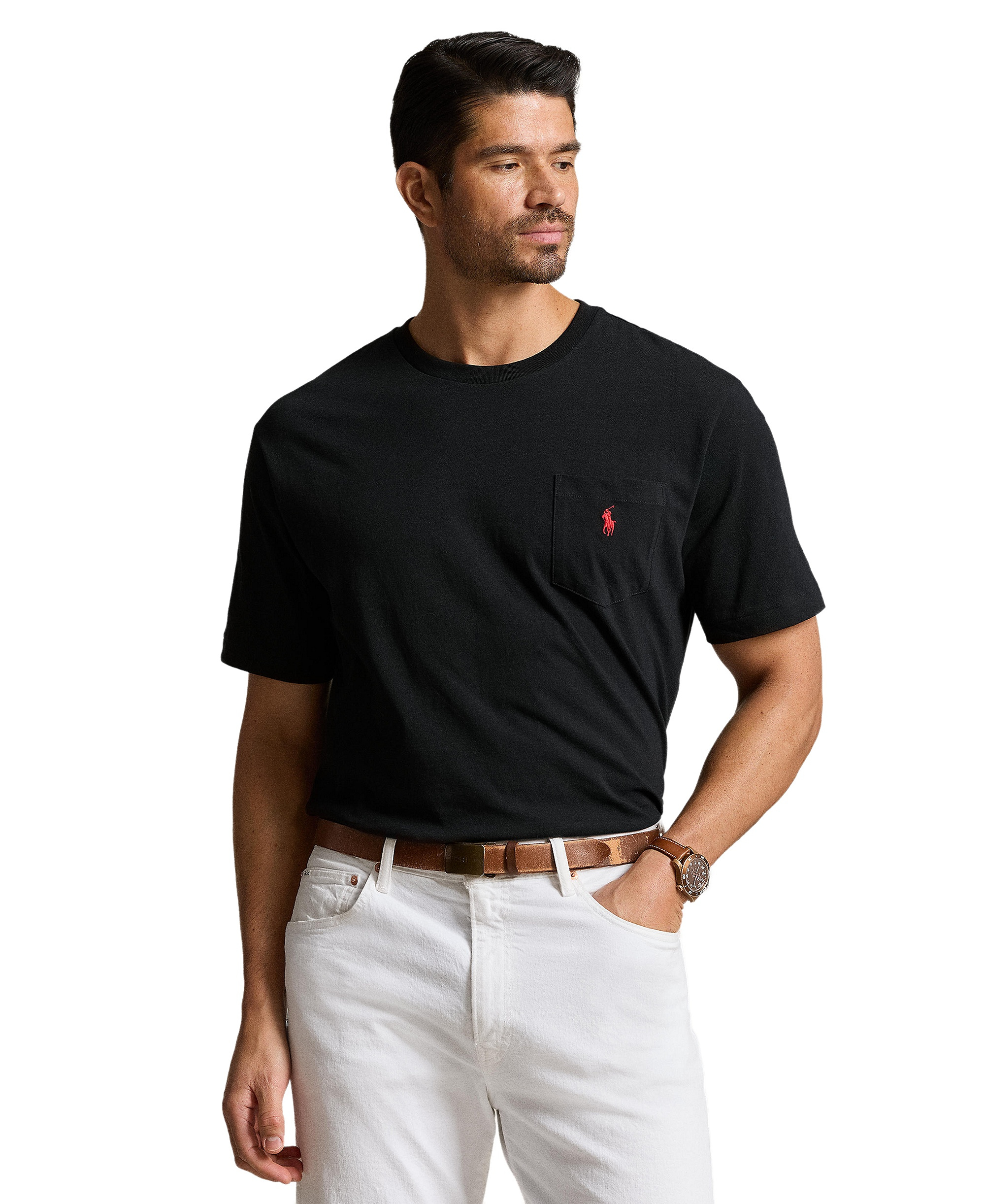 Polo Ralph Lauren Men's Big & Tall Crew-Neck Pocket T-Shirt - Black