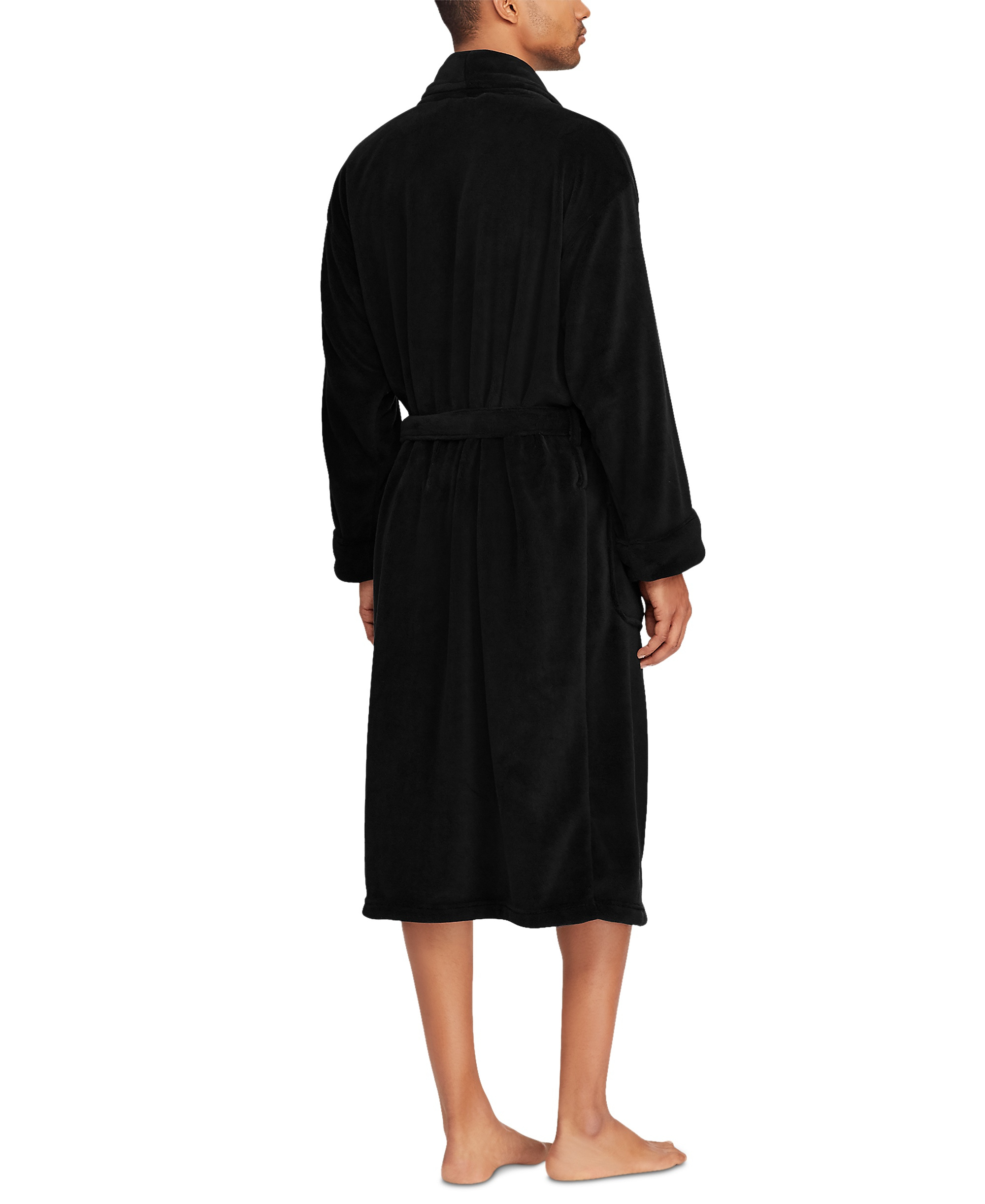 Polo Ralph Lauren Men's Sleepwear Soft Cotton Kimono Velour Robe - Polo Black