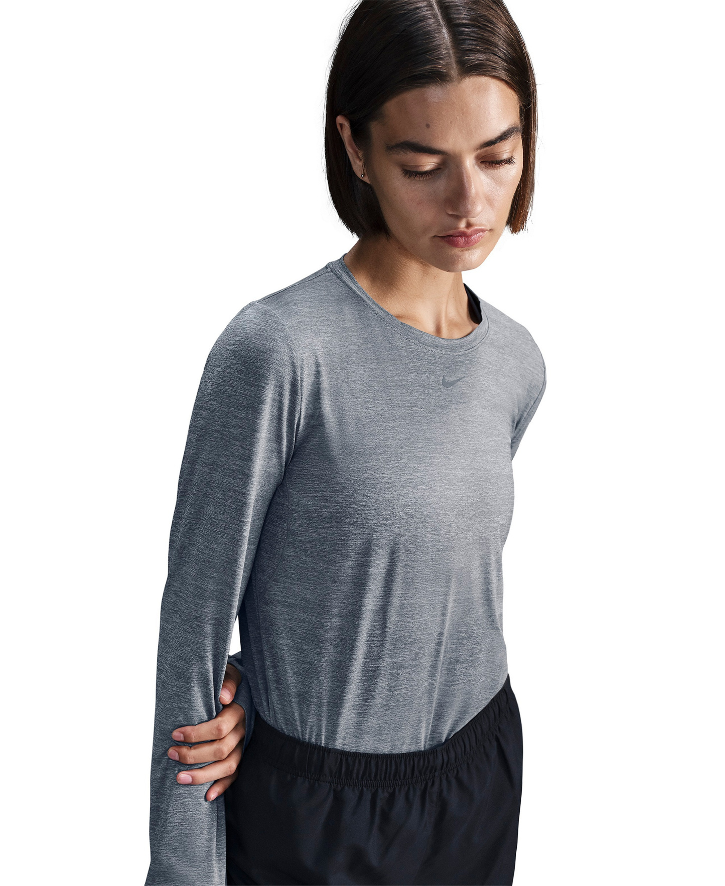 Nike Women's One Classic Dri-FIT Long-Sleeve Top - Smoke gray/black