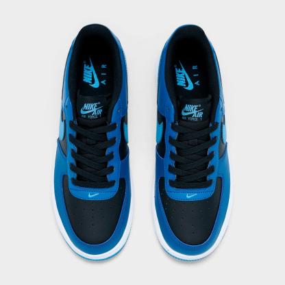 Big Kids' Nithtke Air Force 1 Low Casual Shoes - Black/Court Blue/White/Dutch Blue - Top view