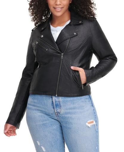 Levi's Women's Classic Faux Leather Asymmetrical Moto Jacket - Black