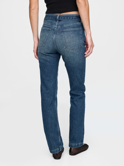 High Rise Twisted-Seam '90s Slim Straight Jeans - Belted dark rinse