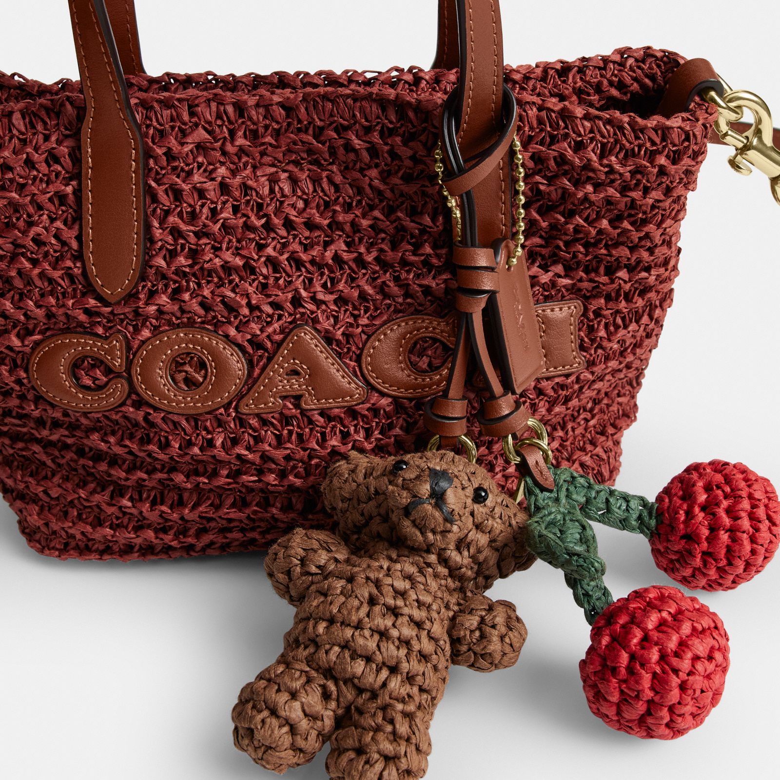 City Mini Tote Bag With Charms - Gold/Russet - view 8