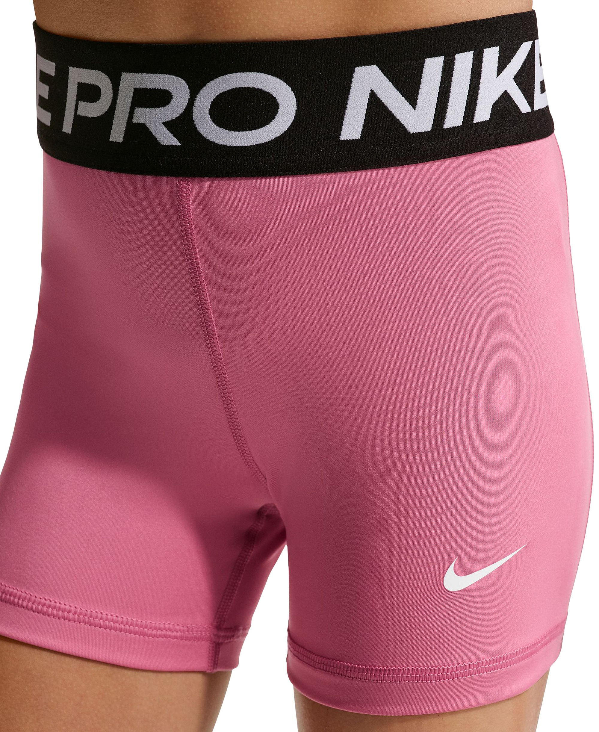 Nike Girls' 7-16 Pro Elastic Waist 3" Shorts - Peony/white