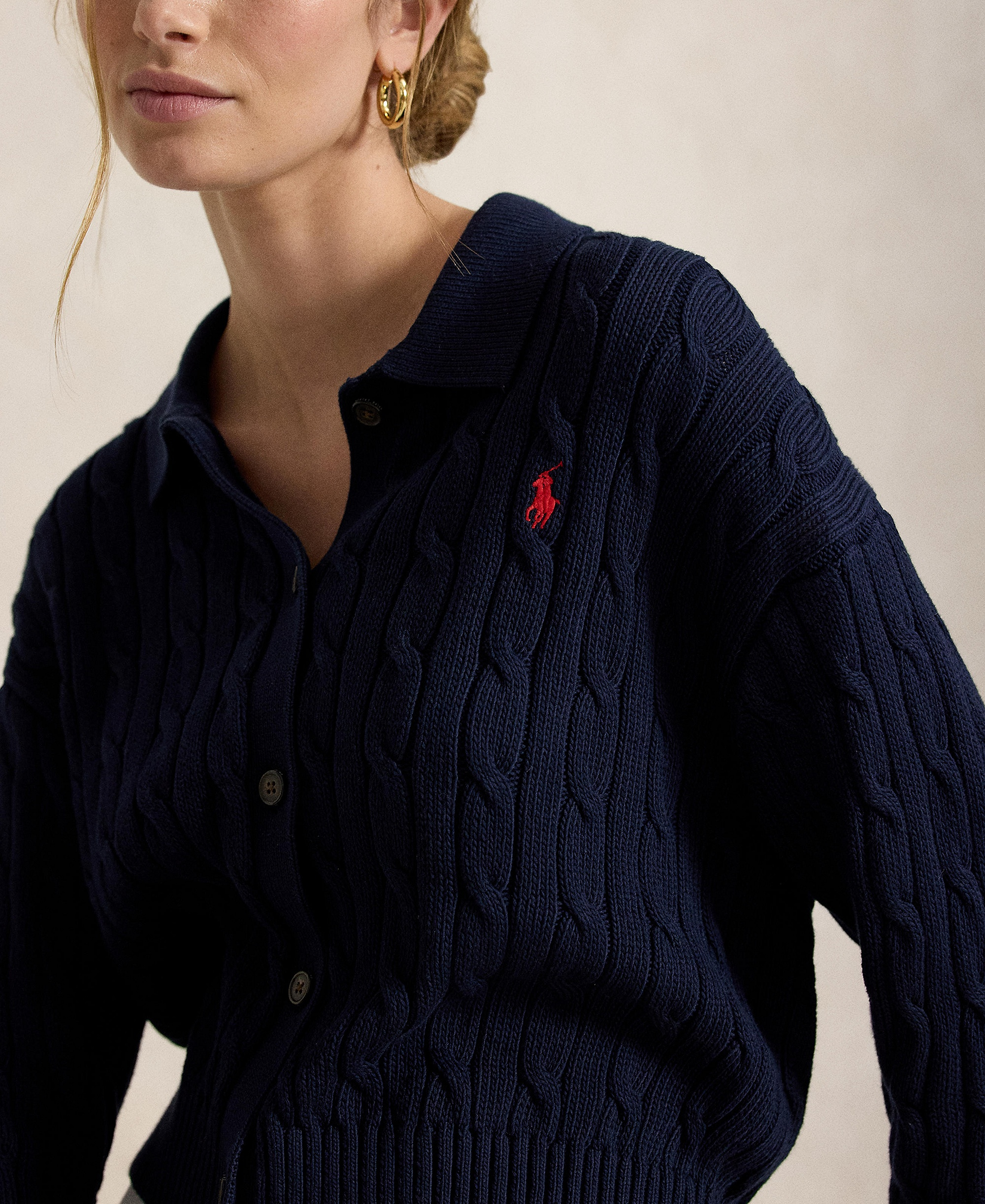 Polo Ralph Lauren Women's Polo Collar Long-Sleeve Cardigan - Hunter Navy