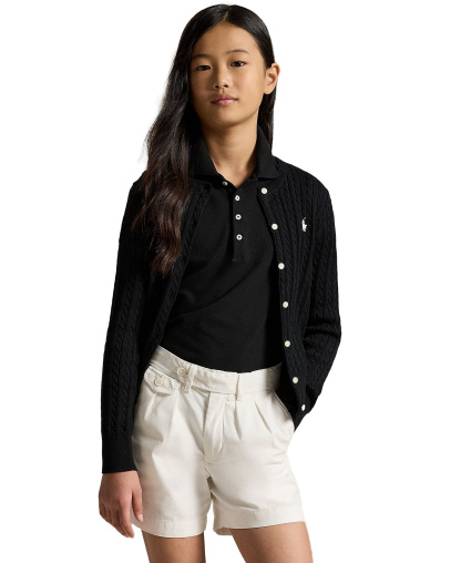 Polo Ralph Lauren Girls' 7-16 Cable-Knit Cotton Cardigan - Black