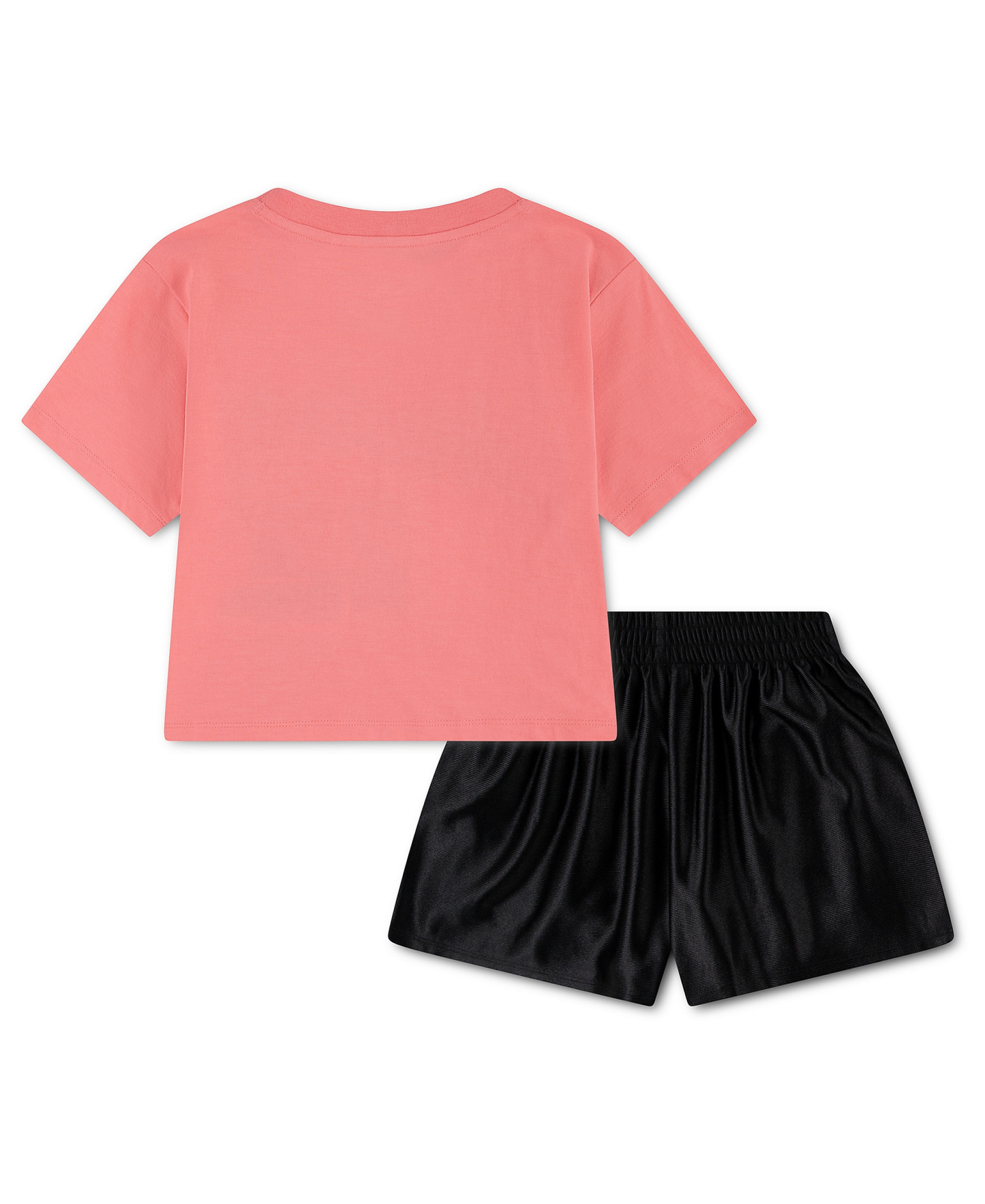 Jordan Girls' 4T-6X Flowy Durasheen Crewneck T-Shirt and Shorts, 2-Piece Set - Black/Pink