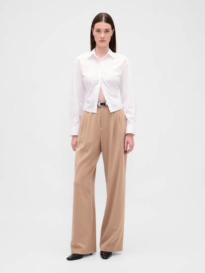 365 High Rise Pleated Trousers - Camel hair tan
