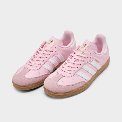 Little Kids' adidas Originals Samba OG Casual Shoes - Pink - Both shoes facing left