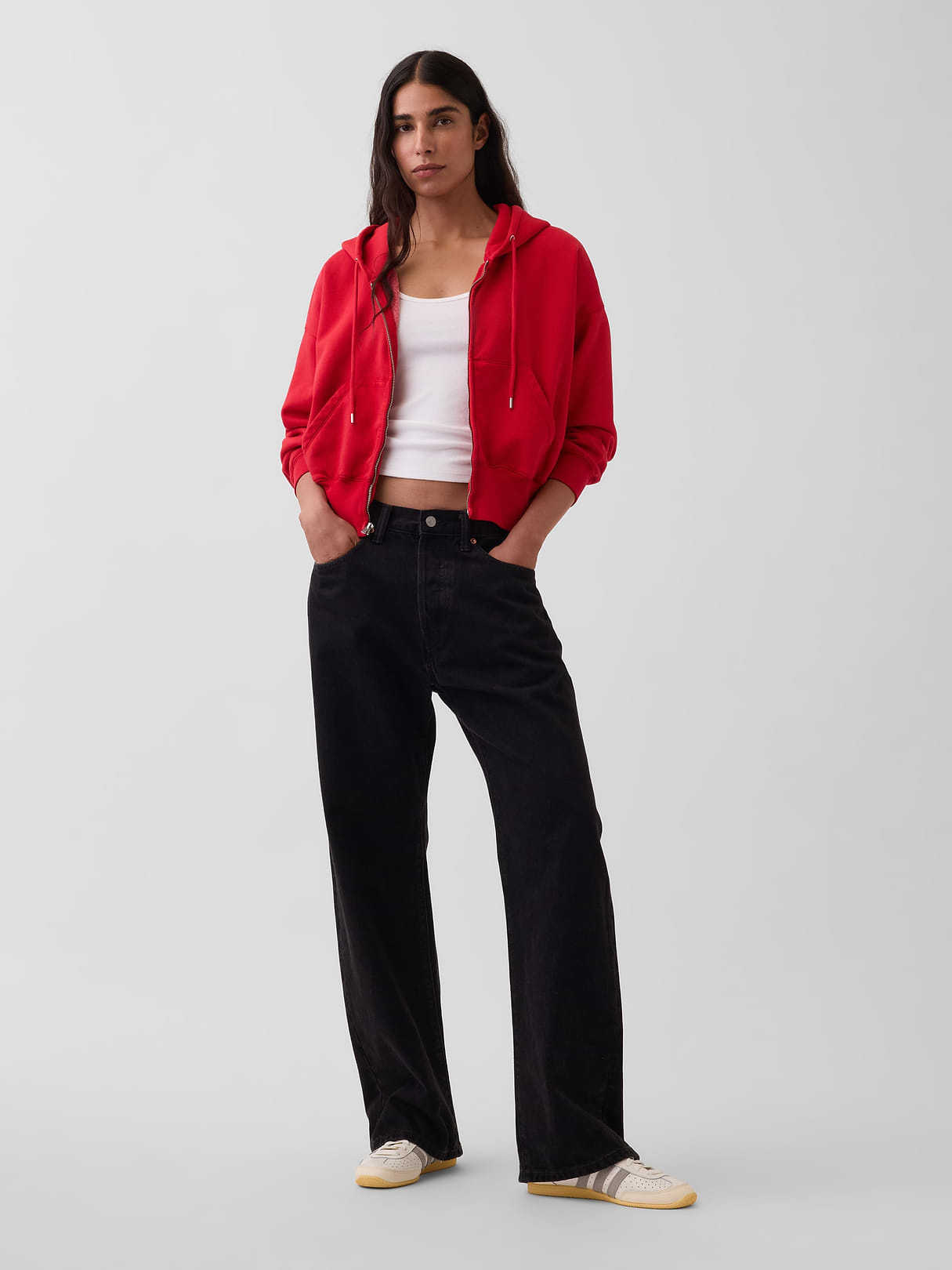 VintageSoft Wedge Zip Hoodie - Modern red