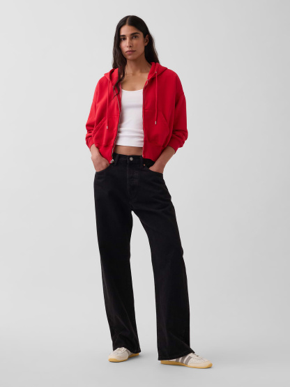 VintageSoft Wedge Zip Hoodie - Modern red