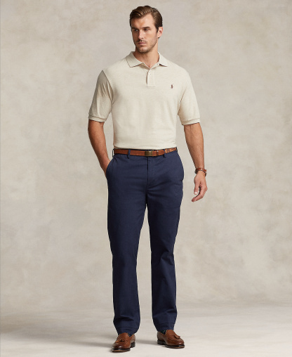 Polo Ralph Lauren Men's Big & Tall The Iconic Mesh Polo Shirt - Expedition Dune Heather