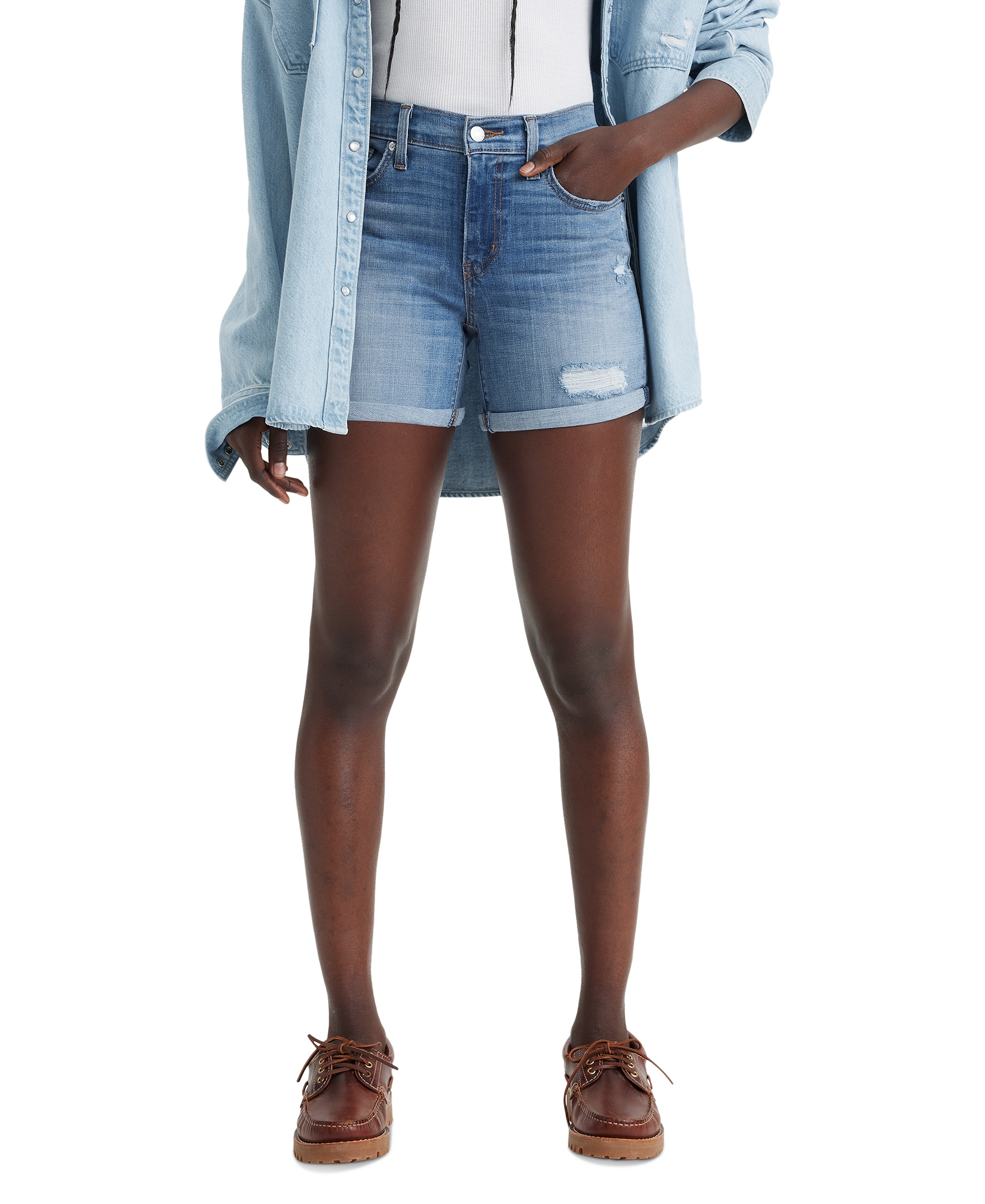 Levi's Women's Mid Rise Mid-Length Stretch Shorts - What Are We