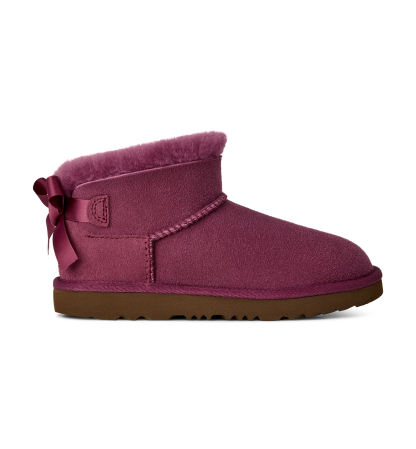 UGG® Kids Ultra Mini Bailey Bow Round Toe Booties - Dark Winterberry