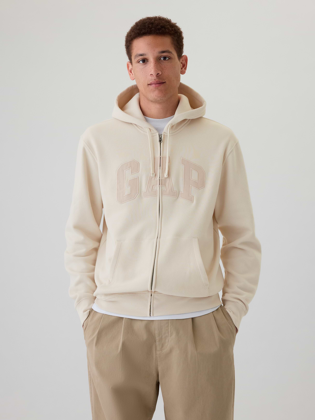 Adult VintageSoft Arch Logo Zip Hoodie - chino