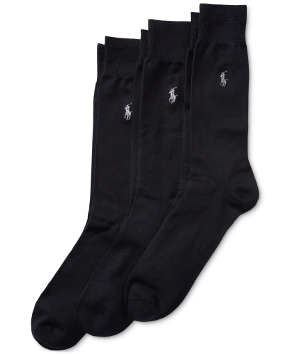 Polo Ralph Lauren Men's Supersoft Dress Socks, 3-Pack - Black