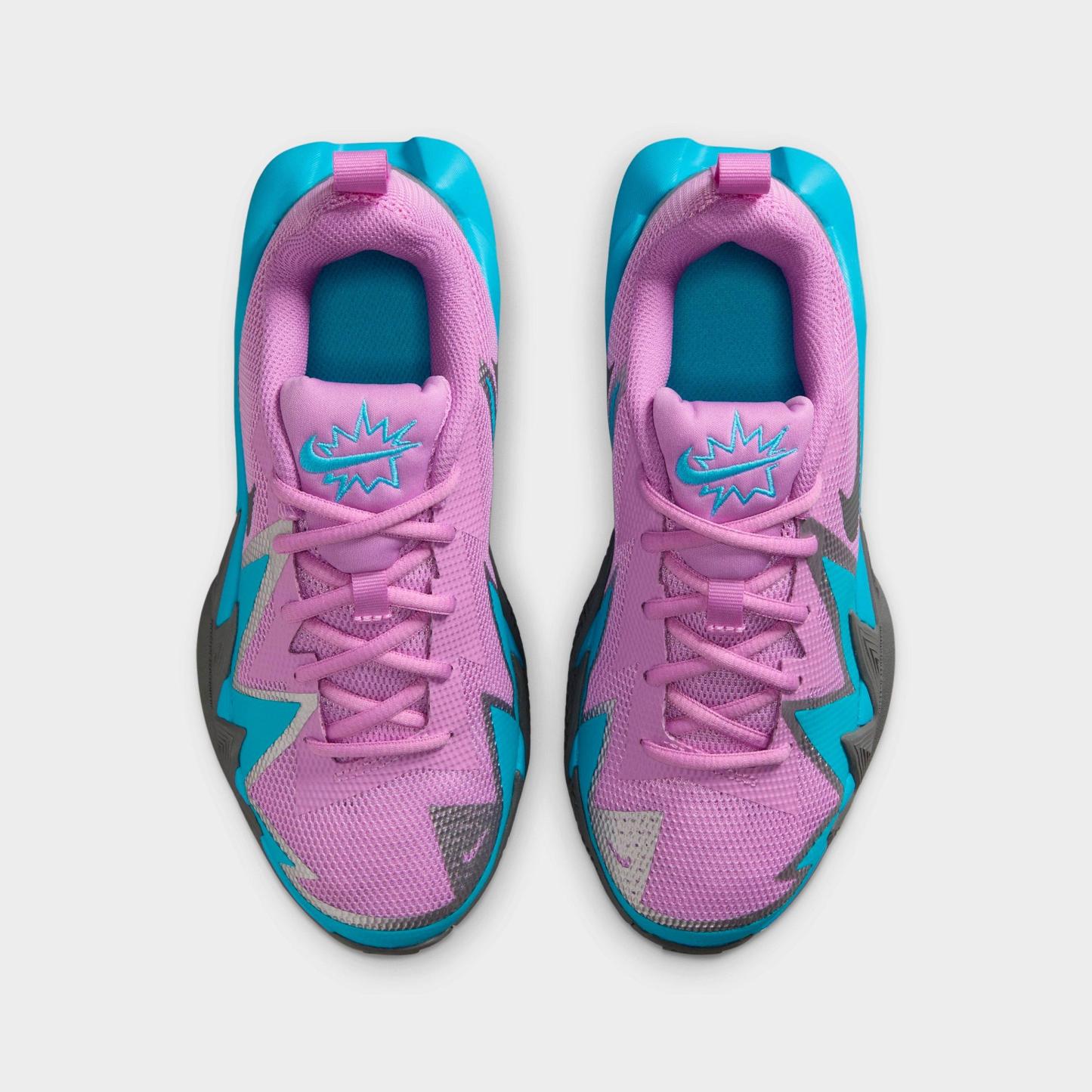 Big Kids' Nithtke S.T. Dynamite Basketball Shoes - Fuchsia Glow/Baltic Blue/Metallic Silver/Smoke Grey - Top view