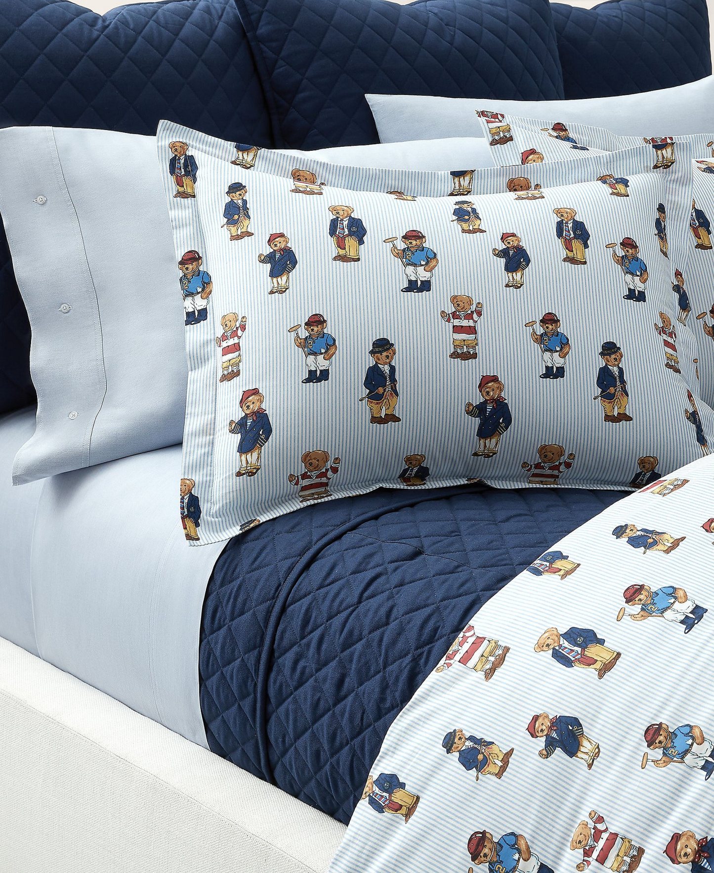 Polo Ralph Lauren Teddy Bear Stripe 2-Pc. Comforter Set, Twin - Blue